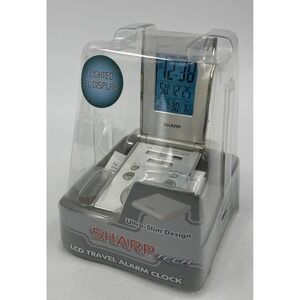 Vintage Sharp Tech Alarm Clock Temperature Time Date Slimline Travel SPC303